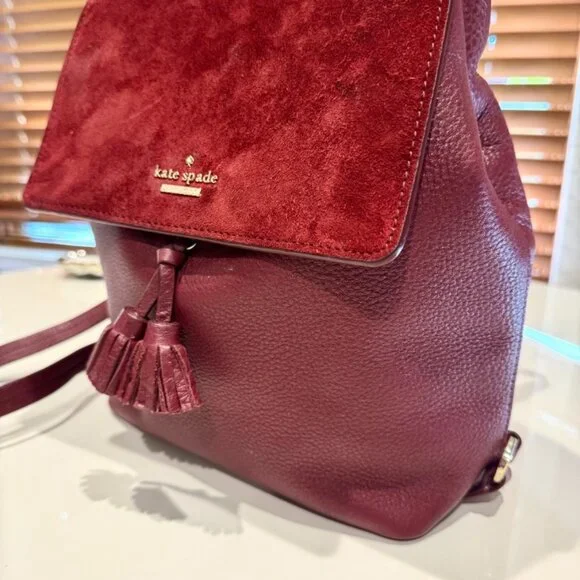 Kate Spade Hayes Suede Medium Flap Backpack - Picture 2 of 5